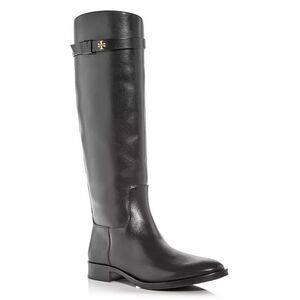 New Tory Burch Women's Black Everly Strap Riding Boots Leather Size 10.5 M